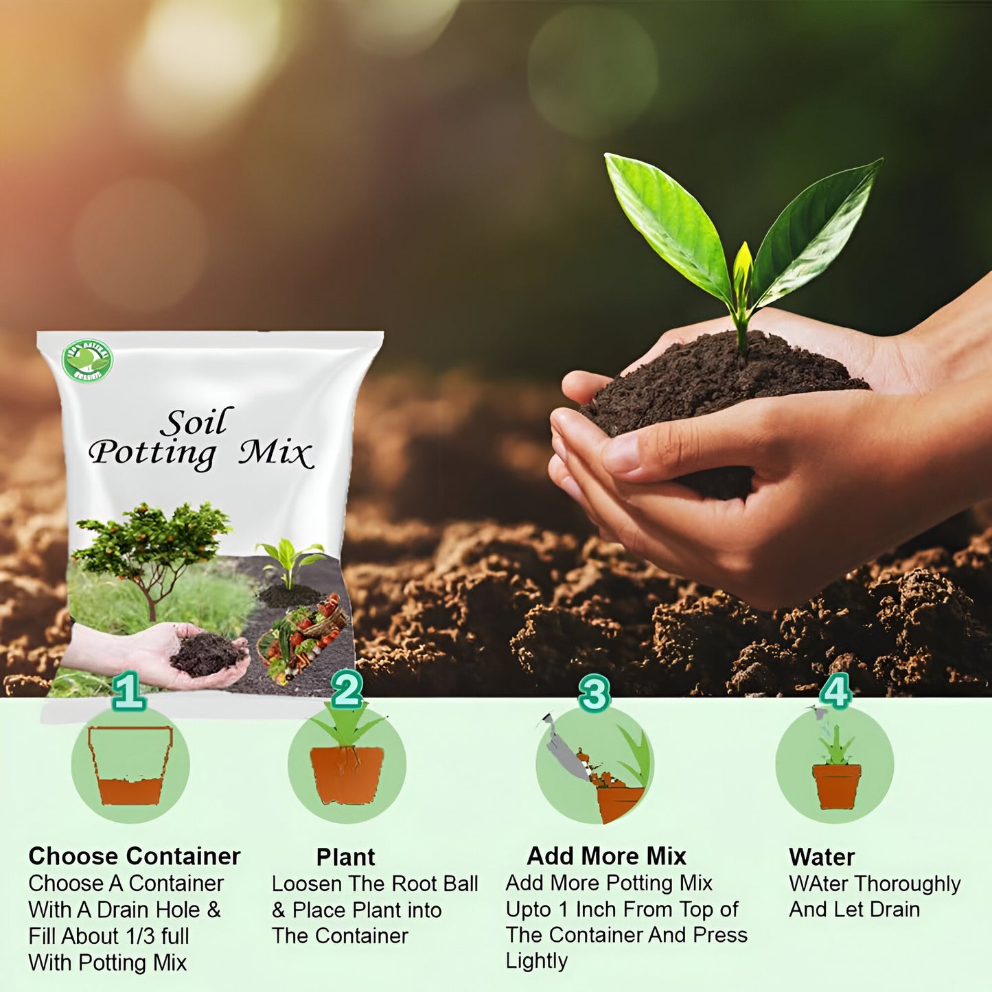 Potting Mix Soil for Fertilizer for Plants Garden Soil for Plants Less All Purpose Ready to use Potting Mix Made with vermicompost/Neem Cake/Potash/River Sand/Bone Meal