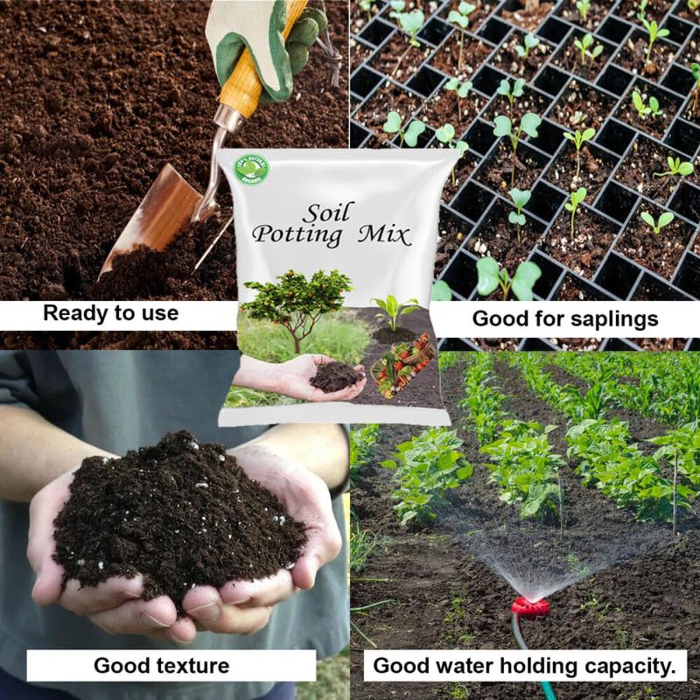 Potting Mix Soil for Fertilizer for Plants Garden Soil for Plants Less All Purpose Ready to use Potting Mix Made with vermicompost/Neem Cake/Potash/River Sand/Bone Meal