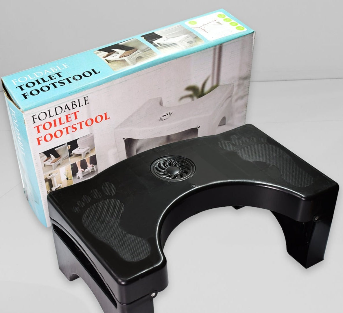 6024 Plastic Non-Slip Folding Toilet Squat Stool - Black Color DeoDap