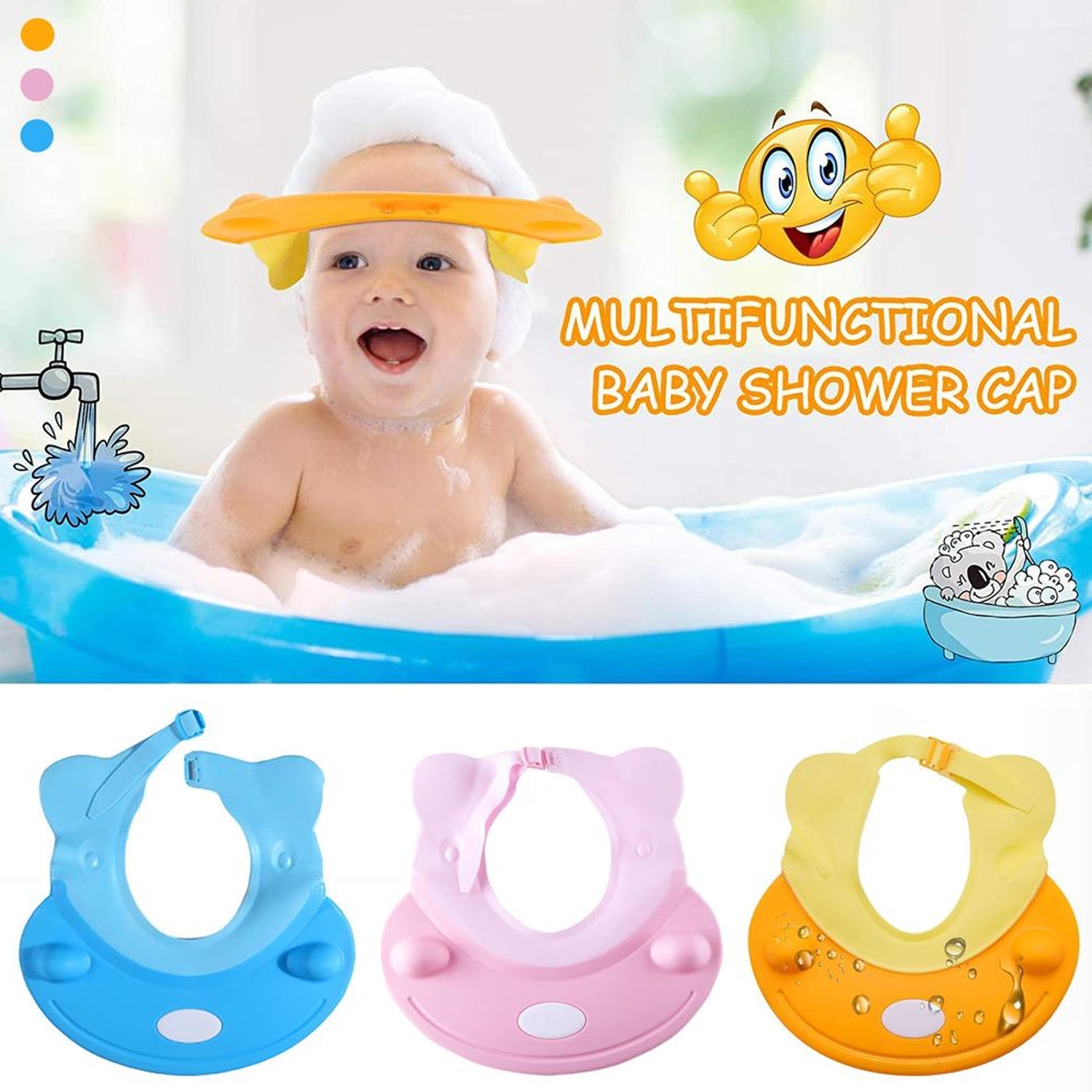 6641 Silicone Baby Shower Cap Bathing Baby Wash Hair Eye Ear Protector Hat for New Born Infants babies Baby Bath Cap Shower Protection For Eyes And Ear. DeoDap