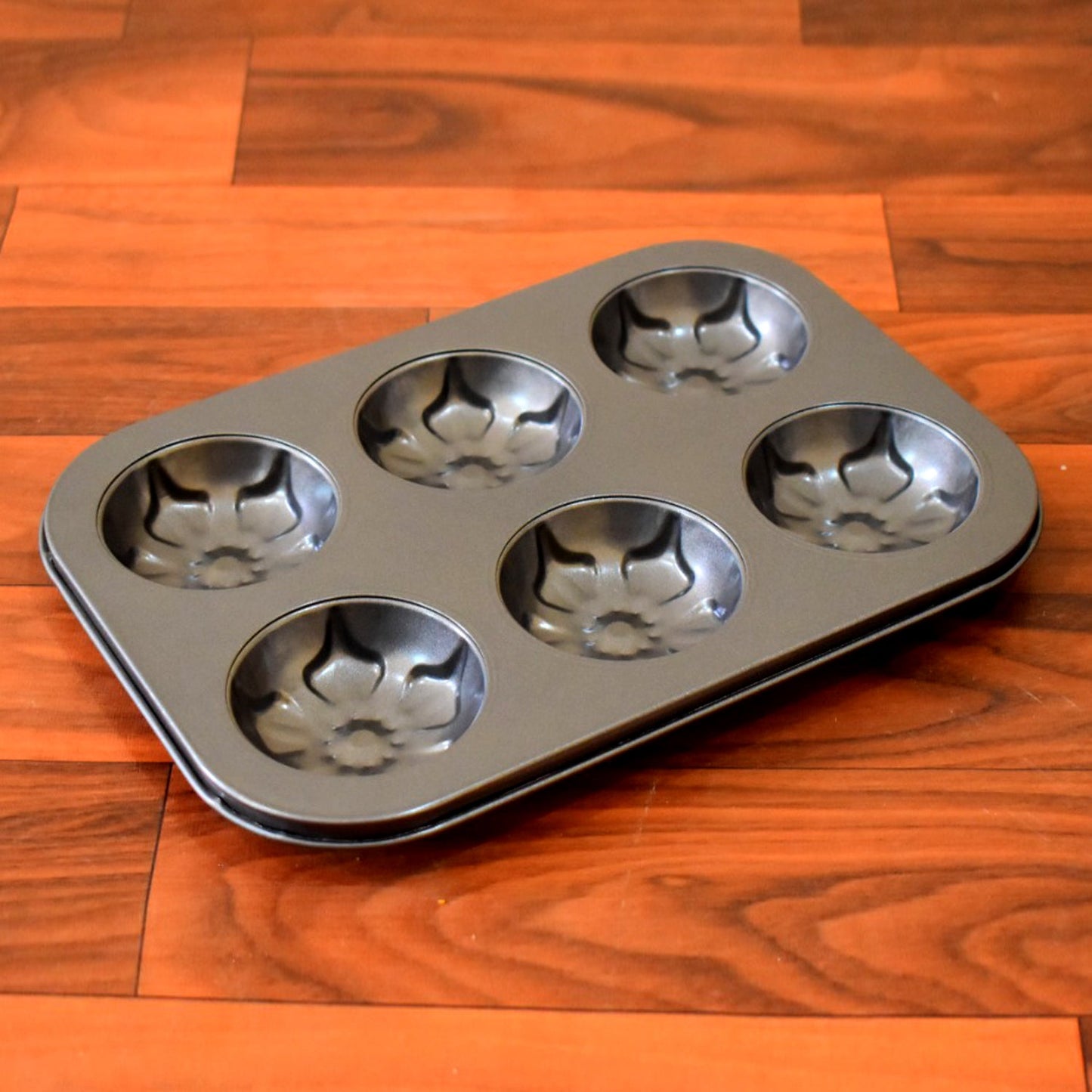 7075 6 slot unique flower pattern Non-Stick Muffins Cupcake Pancake Baking Molds Tray DeoDap