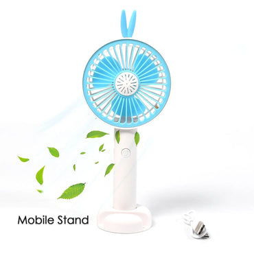 7606 Mini Portable Hand Fan USB Rechargeable Fan With Led Light Fan for Indoor and Outdoor Use by Women and Men Table Standing Stand Included DeoDap