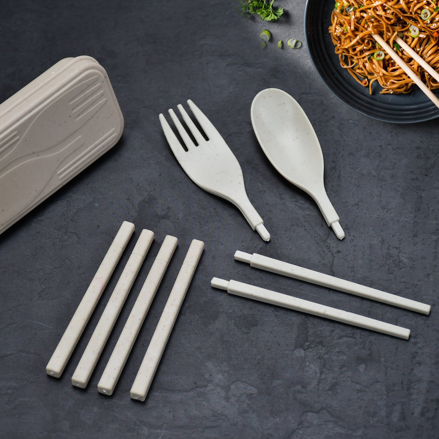 2243 Spoon Fork Chopsticks Set Dinnerware 3PCS/Set Lunch Tableware Detachable Cutlery Portable Travel Kitchen Accessories DeoDap