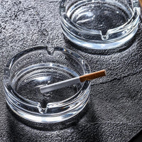 4061 Glass Classic Crystal Quality Cigar Cigarette Ashtray Round Tabletop for Home Office Indoor Outdoor Home Decor DeoDap