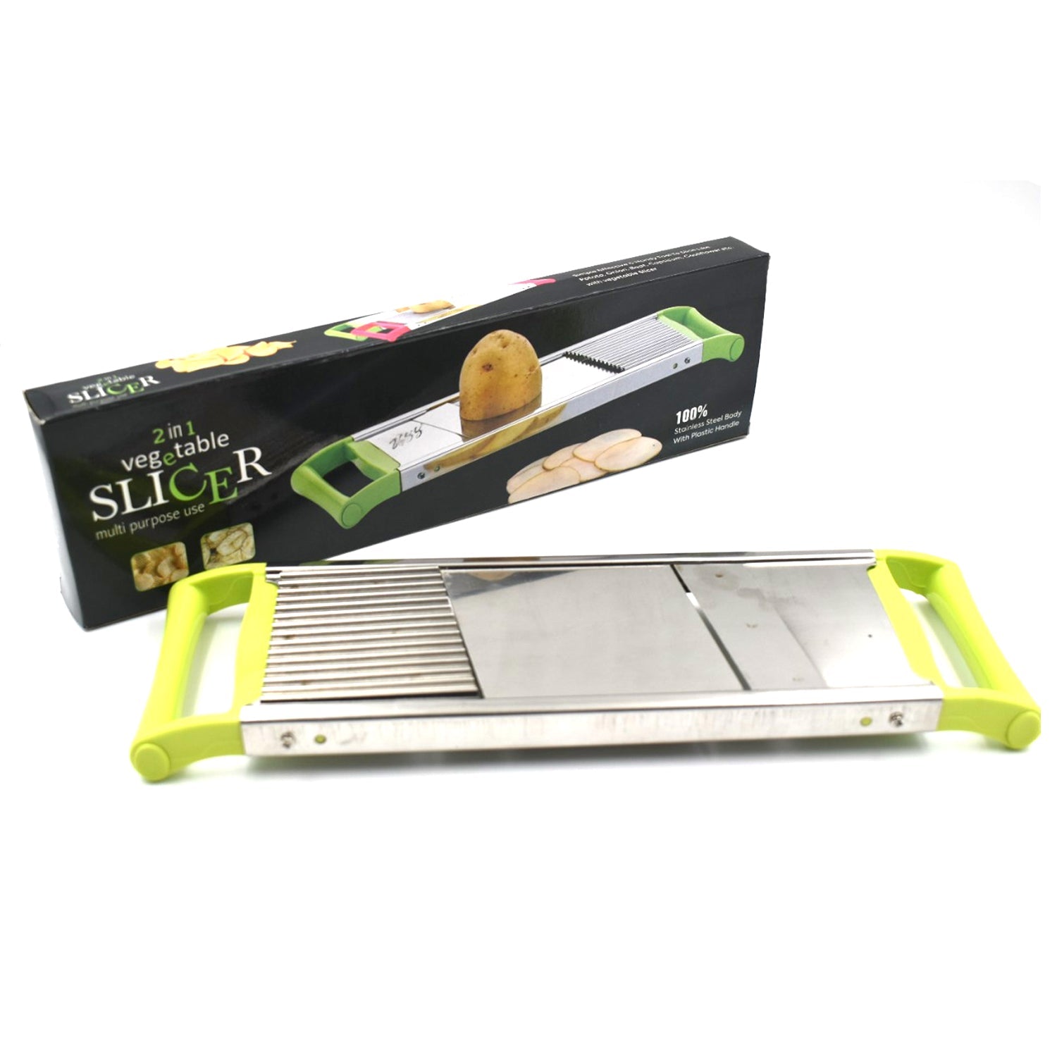 2688 2 in 1 Potato Slicer used in all kinds of household kitchen purposes for cutting and slicing of potatoes. DeoDap