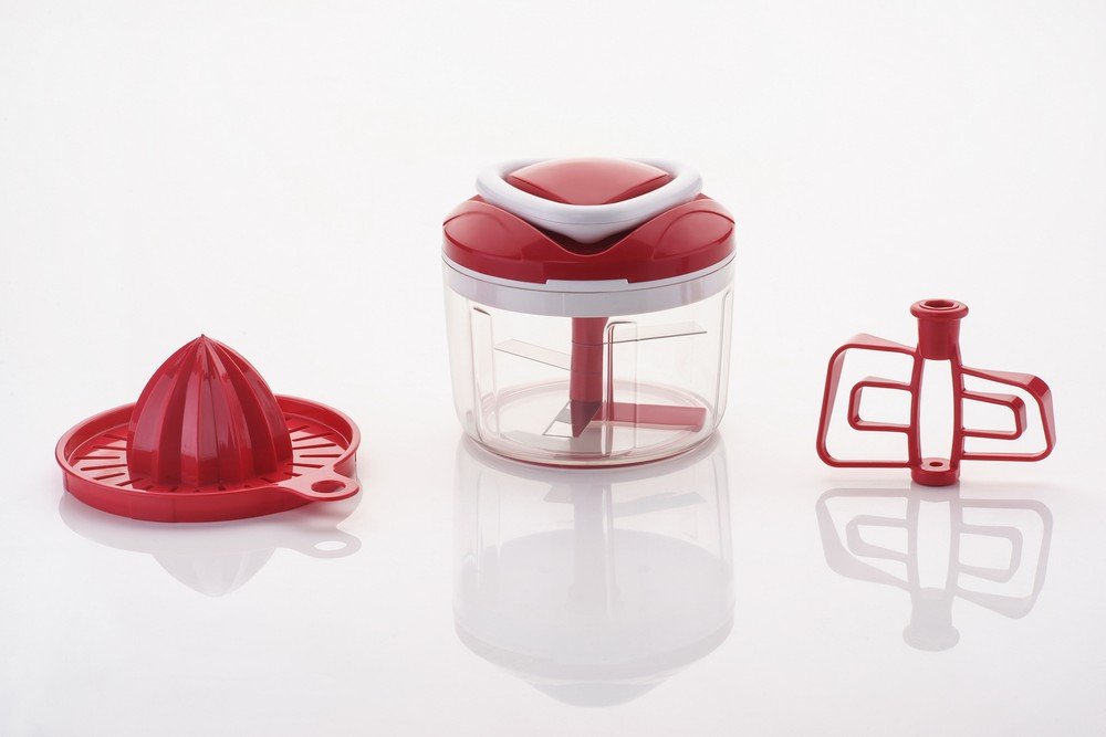 8116 Ganesh Easy Pull 3-in-1 Plastic Chopper (650ml, 125mm, Red) DeoDap