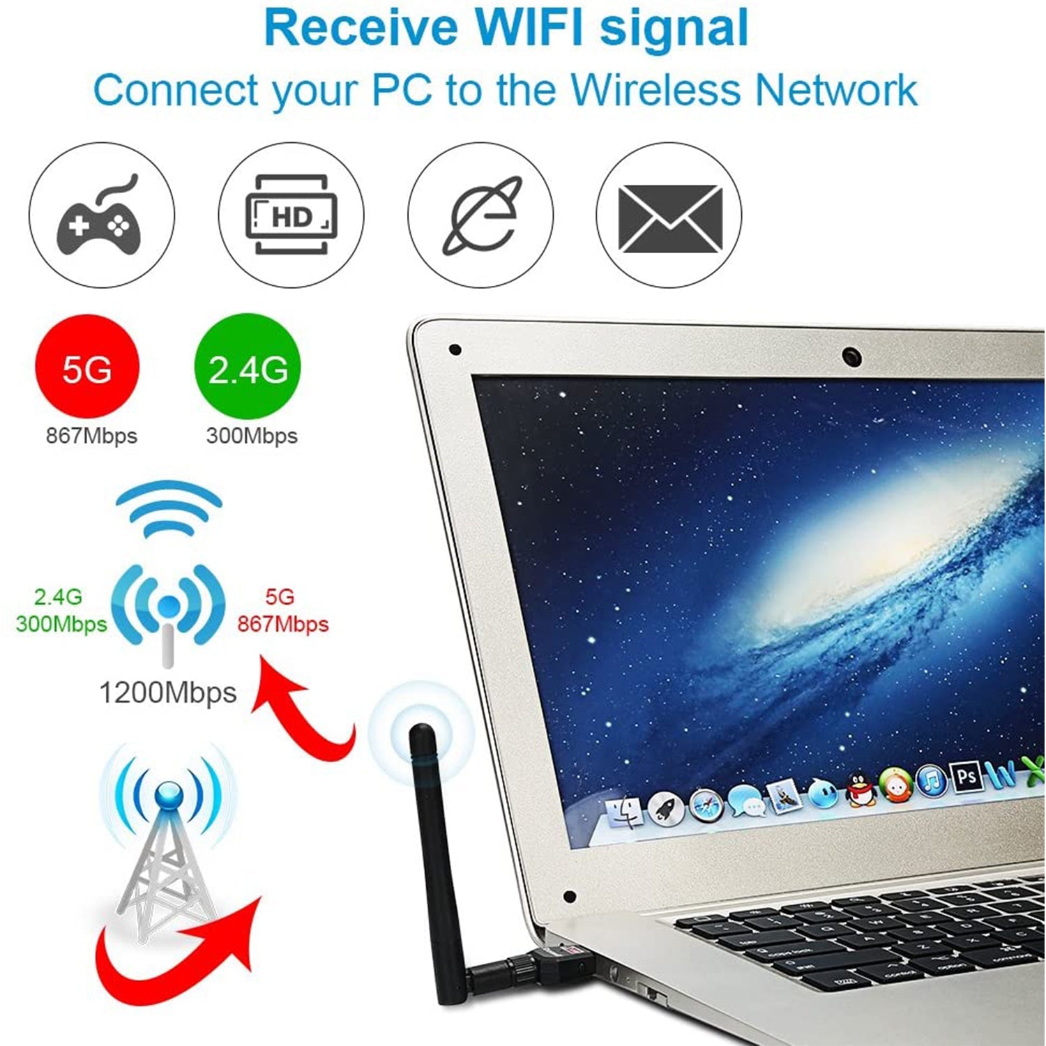 0321 USB Wifi Receiver used in all kinds of household and official places for daily use of internet purposes by types of people etc. DeoDap