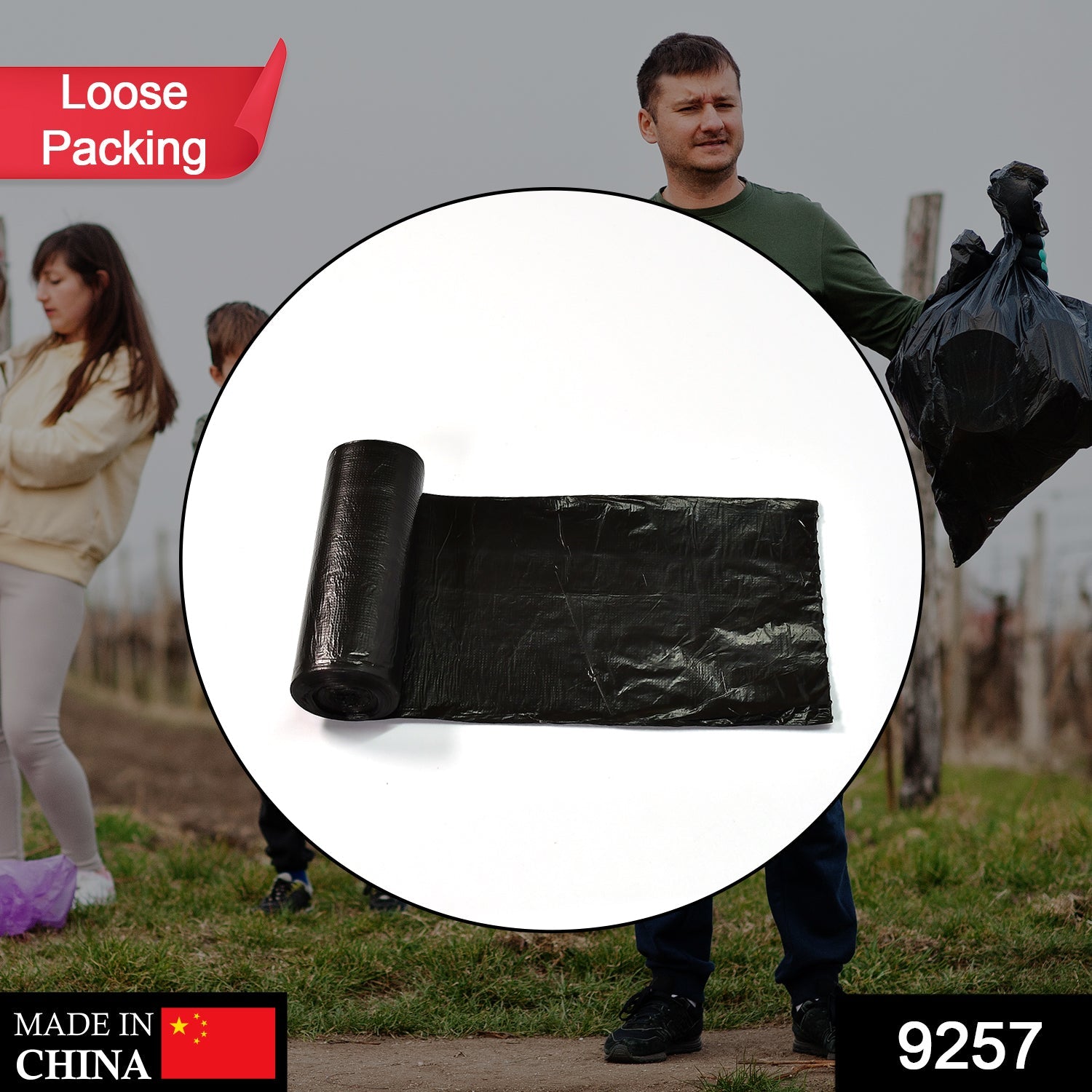 9257 1Roll Black Garbage Bags/Dustbin Bags/Trash Bags DeoDap